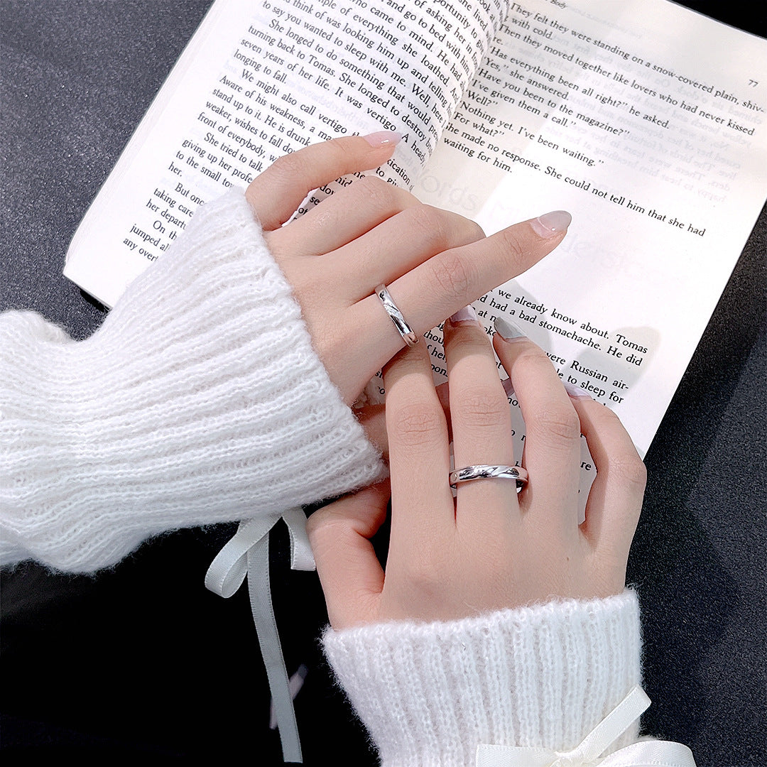 Planderful Jewelry Magnetic Entanglement Sterling Silver Couple Ring Adjustable Gift For Valentines Day