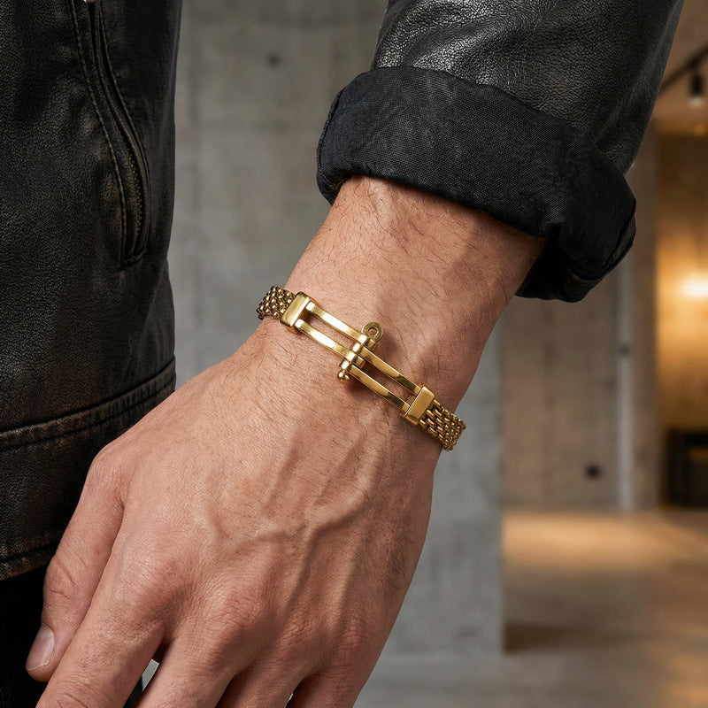 Hip-Hop Cool Locomotive Bracelet – Punk Bike Chain – Curved Mesh Chain Belt Extension
