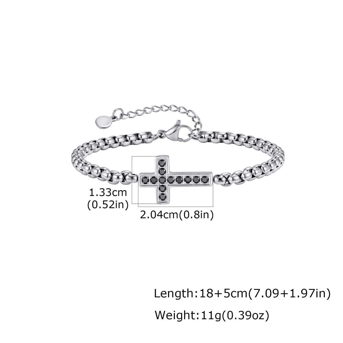 Cross Pearl Zircon Vintage Stainless Steel Bracelet