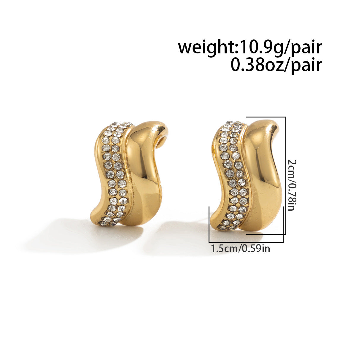 Planderful Vienna Verve C Shaped Zircon Stainless Steel Stud Earrings For Women Statement Luxury