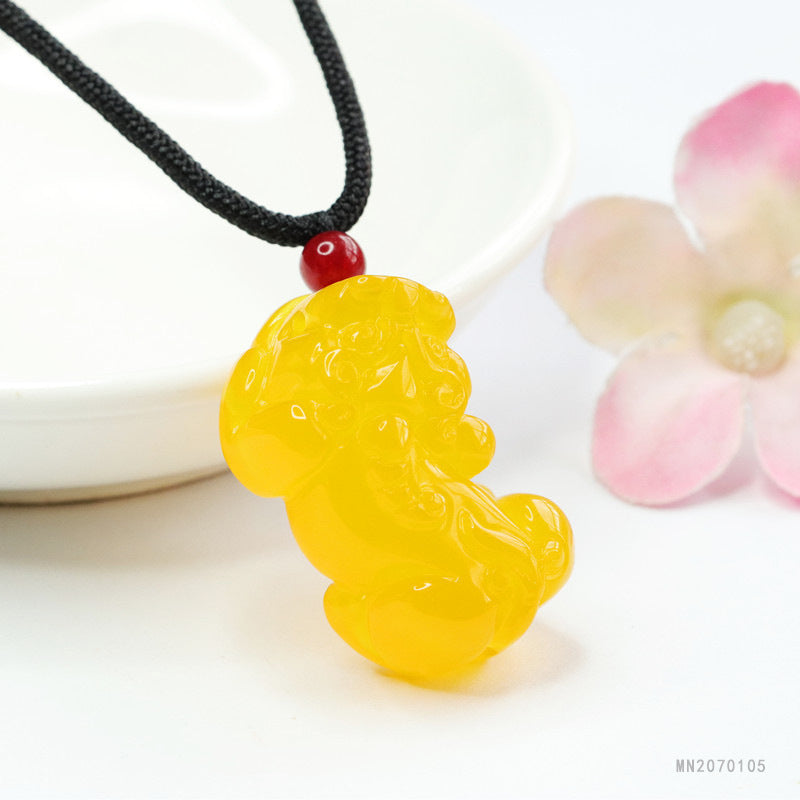 Yellow Chalcedony Pixiu Pendant