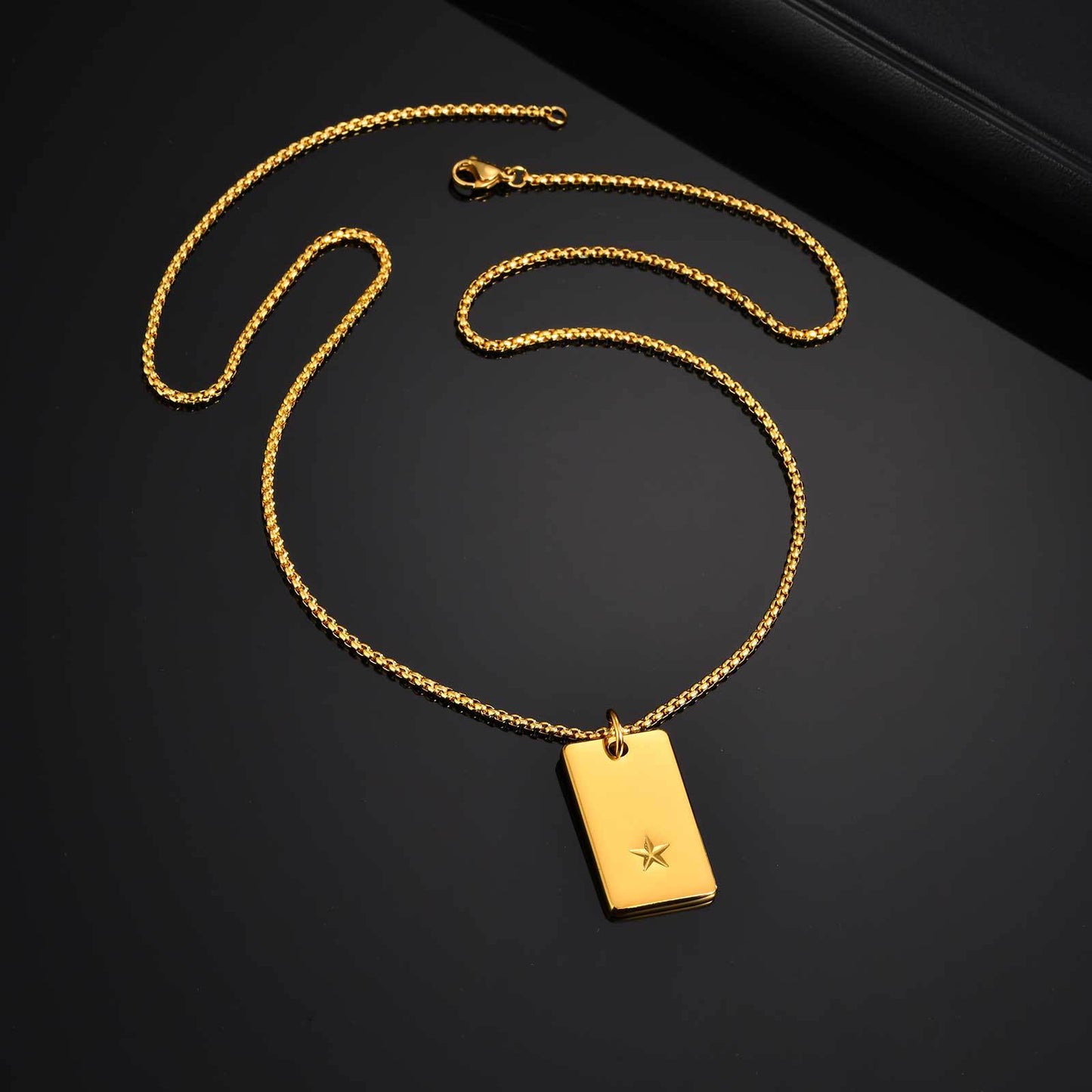 Planderful Mens Hip Hop Pentagram Stainless Dog Tag Pendant