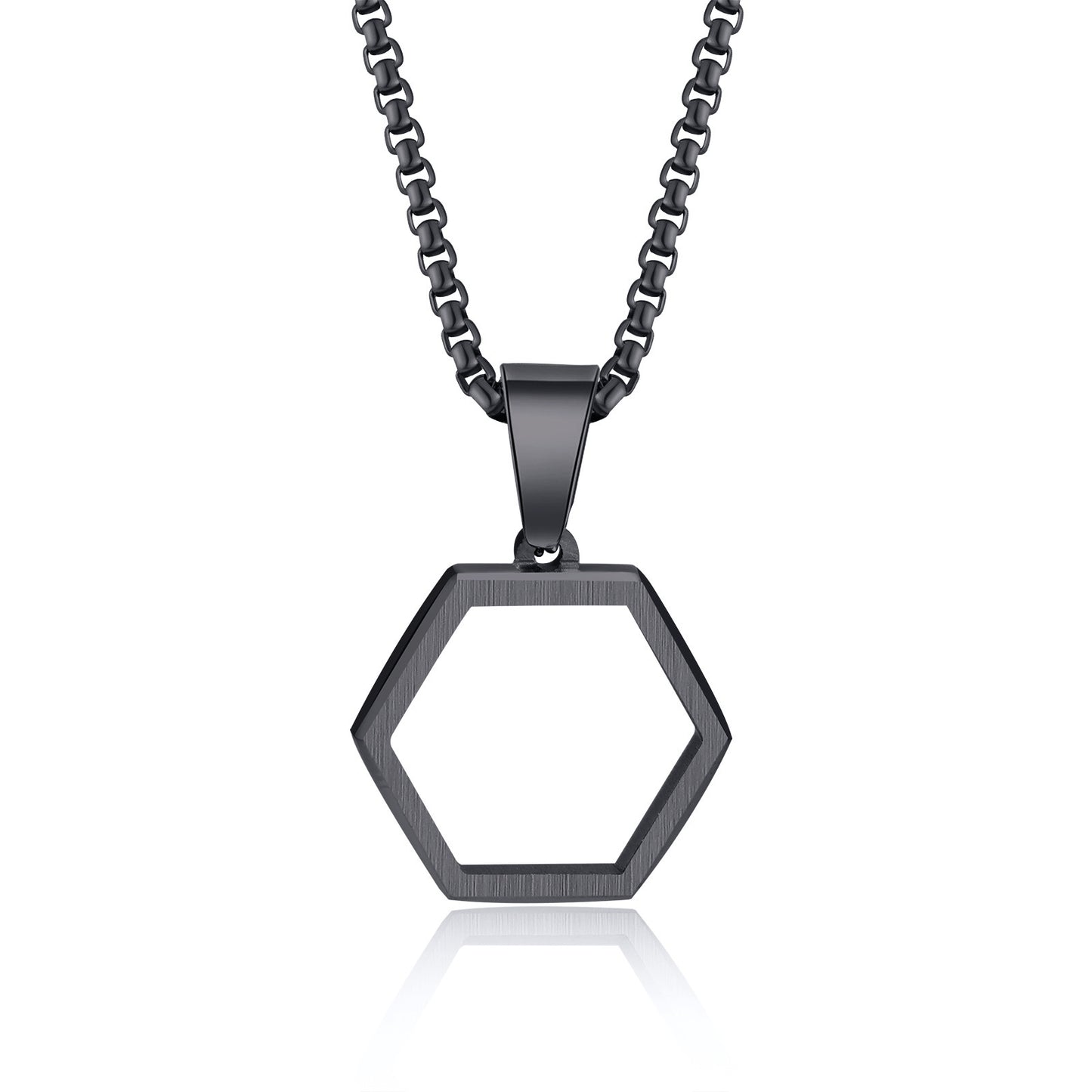 Boys Necklace Accessories Trendy Simple Pendant Hip Hop Geometric Hexagon Necklace
