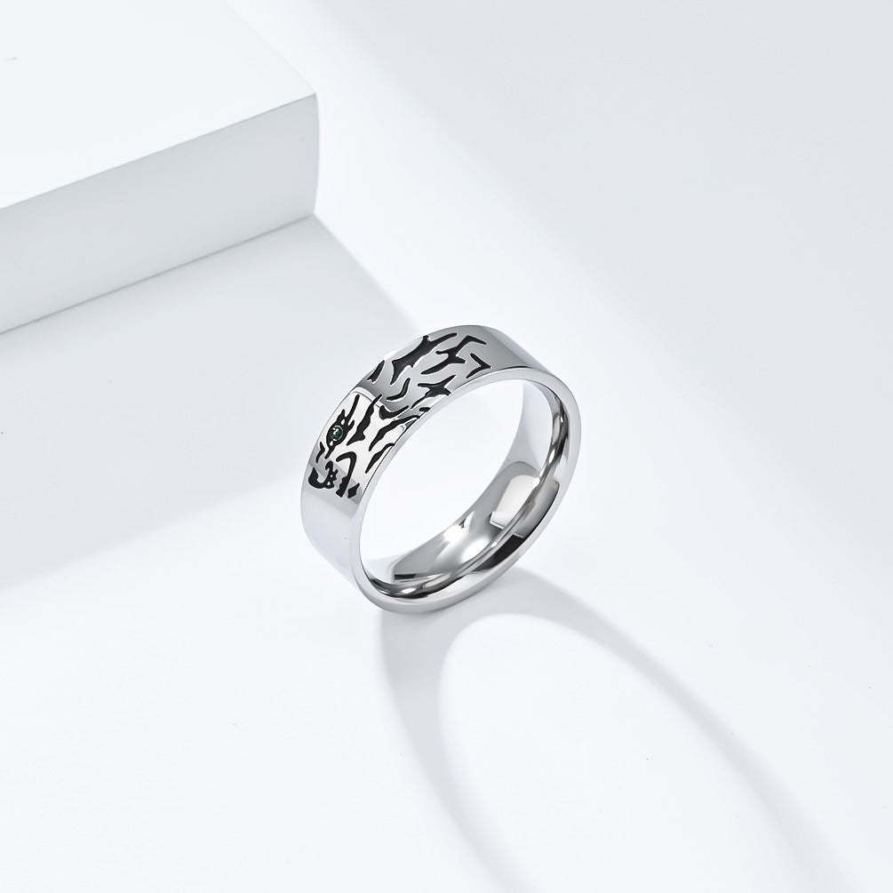 Planderful Everyday Genie Steel Ring Unisex Minimalist Stick Figure Animal Design Sizes To 12