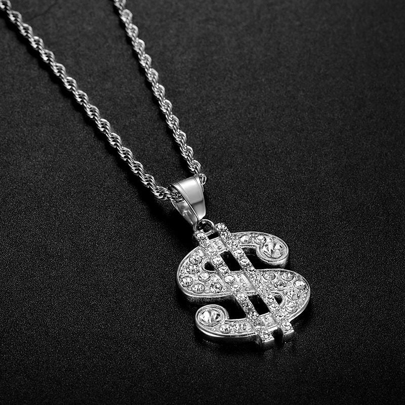 Planderful Everyday Genie Hip Hop Dollar Pendant Necklace Gold Plated Titanium Steel For Hip Hop Fans