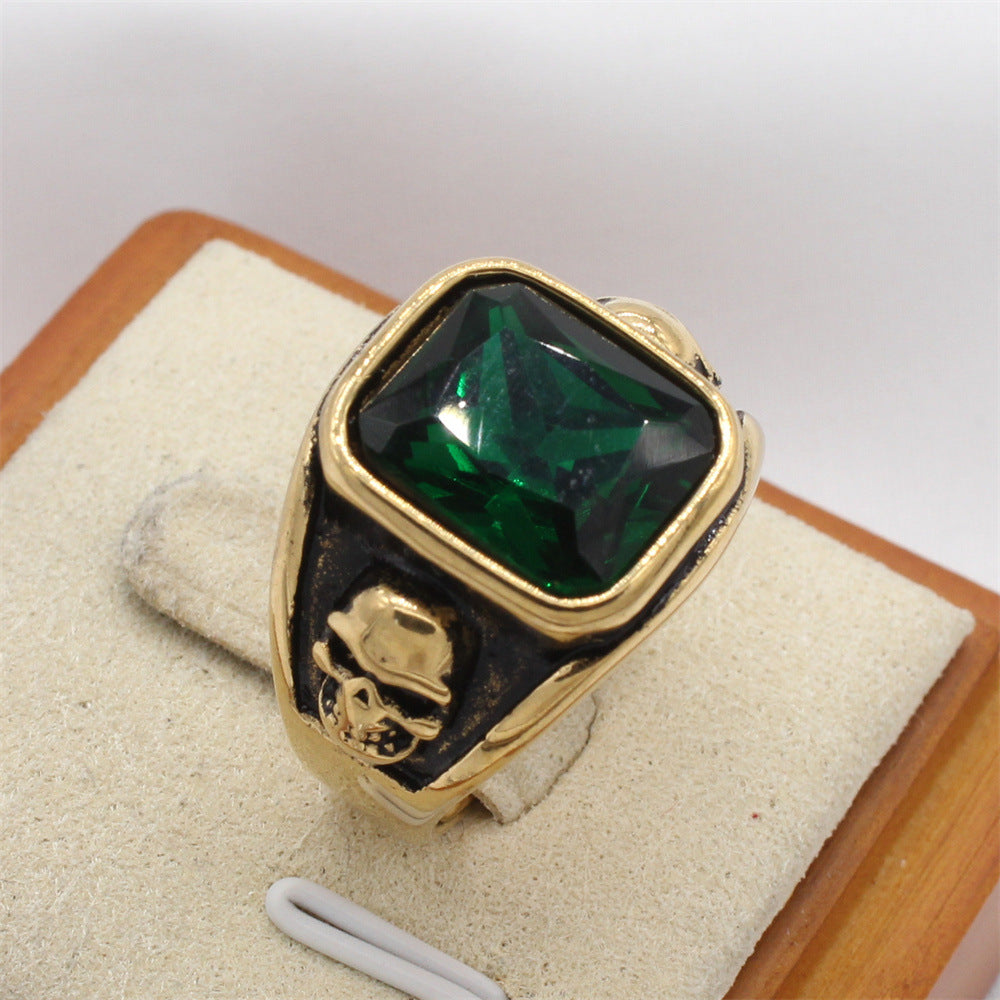 Planderful Skull Zircon Ring Titanium Steel Unisex Protection Statement For Men And Women