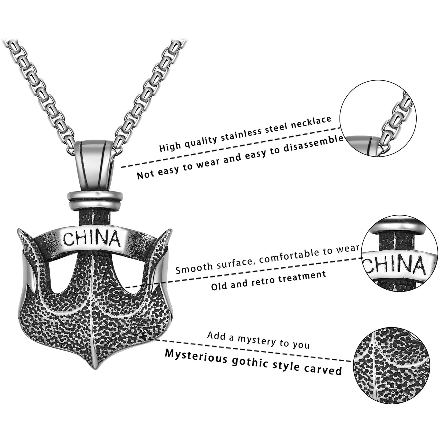 Titanium Steel Necklace – Vintage Men's Anchor Necklace