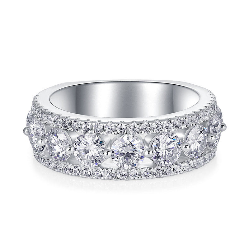 S925 Sterling Silver Moissanite Round Ring