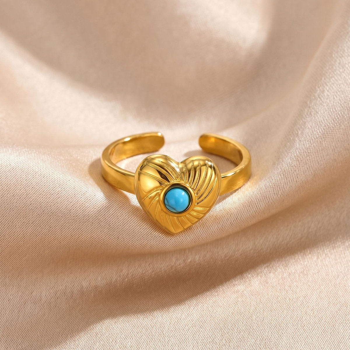 Stainless Steel Heart Thread Natural Turquoise – Live Design For Men & Women Ring