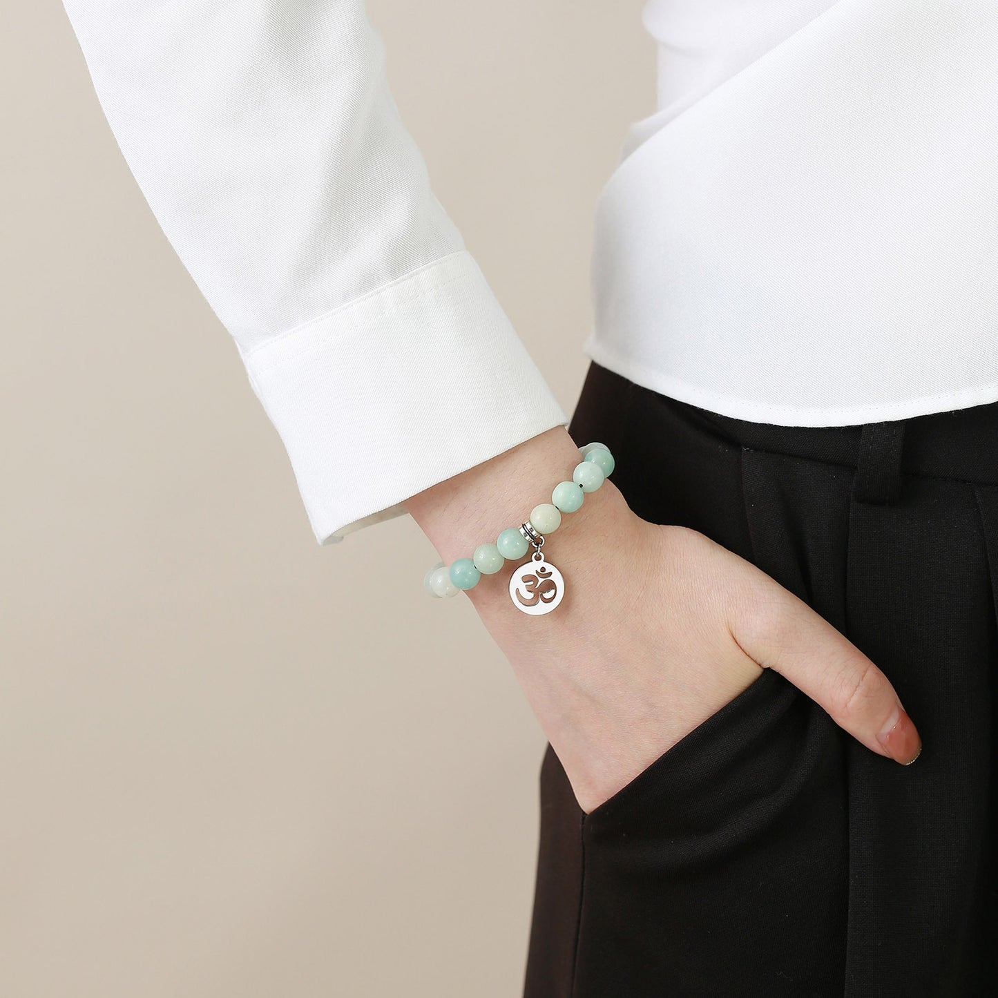 European And American Fashion Jewelry Wholesale Stainless Steel Pendant 20 Beads Beaded Bracelet Women's