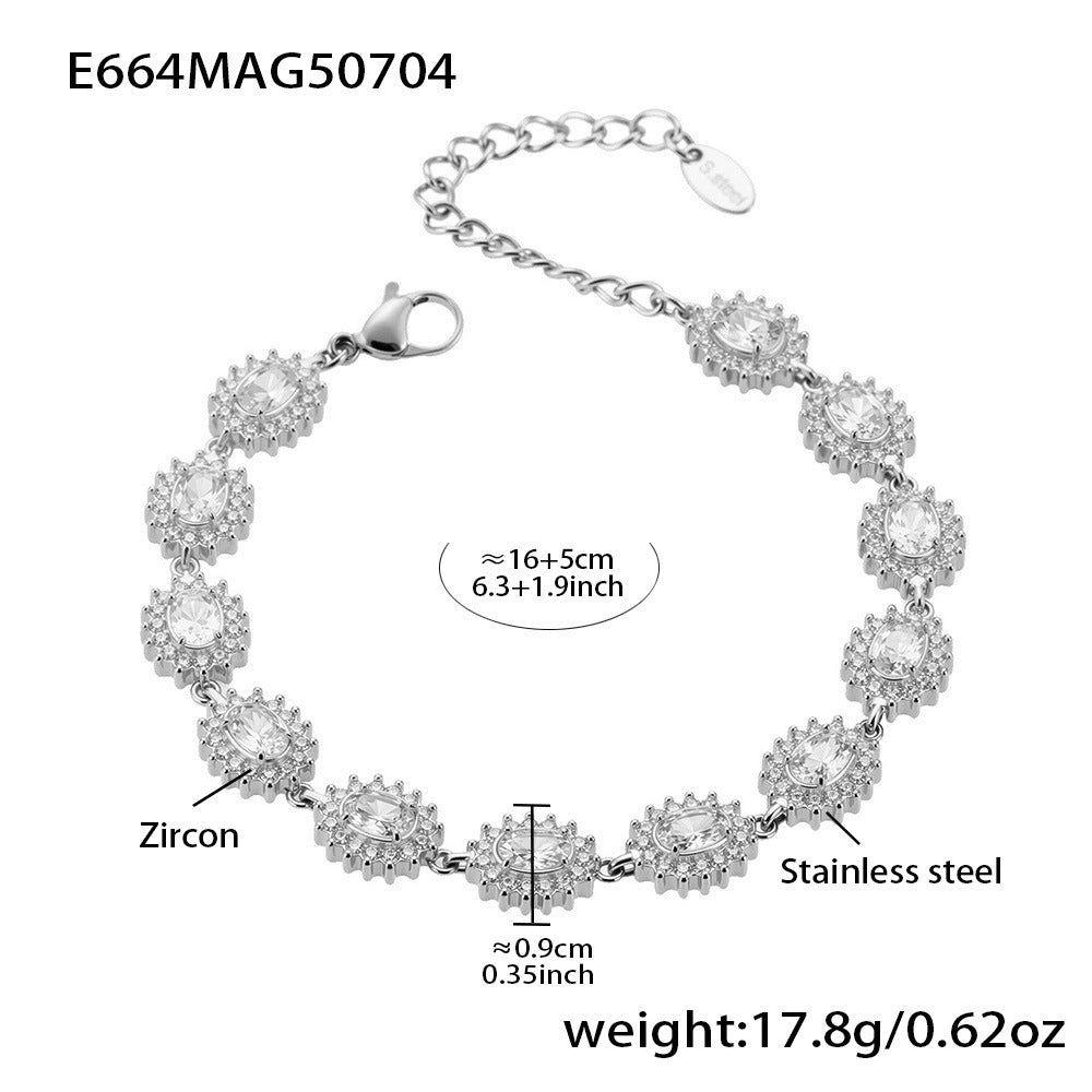 Planderful Everyday Zircon Four Leaf Stainless Bracelet Gift