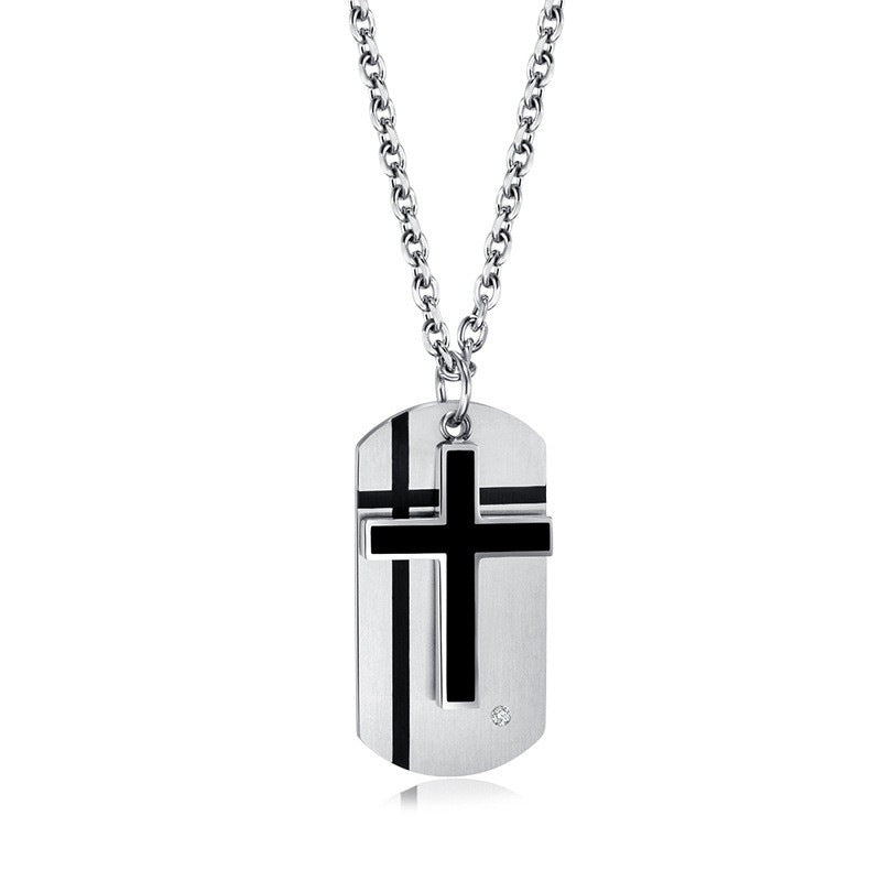Titanium Steel Cross Pendant Korean Men's Two-in-One Necklace
