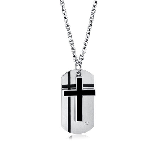 Titanium Steel Cross Pendant Korean Men's Two-in-One Necklace