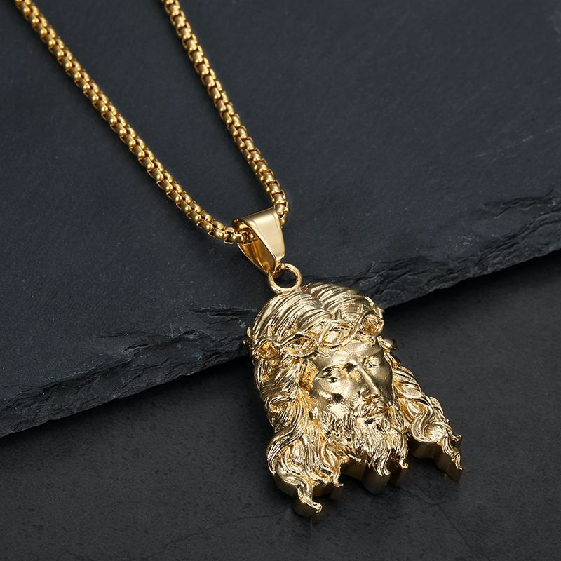 Hip Hop Jewelry Holy Family Jesus Portrait Pendant Necklace For Hip Hop Fans Stainless Steel Gold Plated Planderful