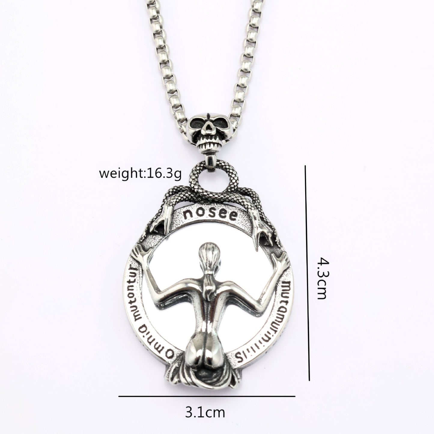 Planderful Bold Stainless Steel Skull Mirror Pendant Necklace Unisex Punk Jewelry Gift For Him And Her