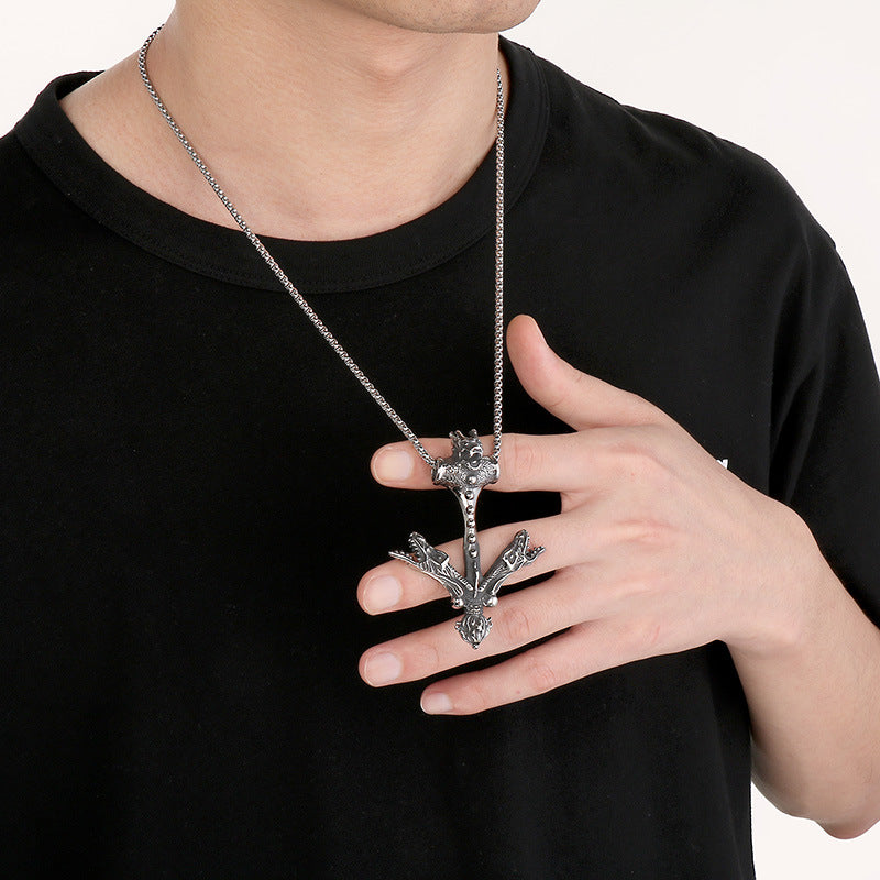 Planderful Dark Wolf Head Pendant Men Titanium Steel