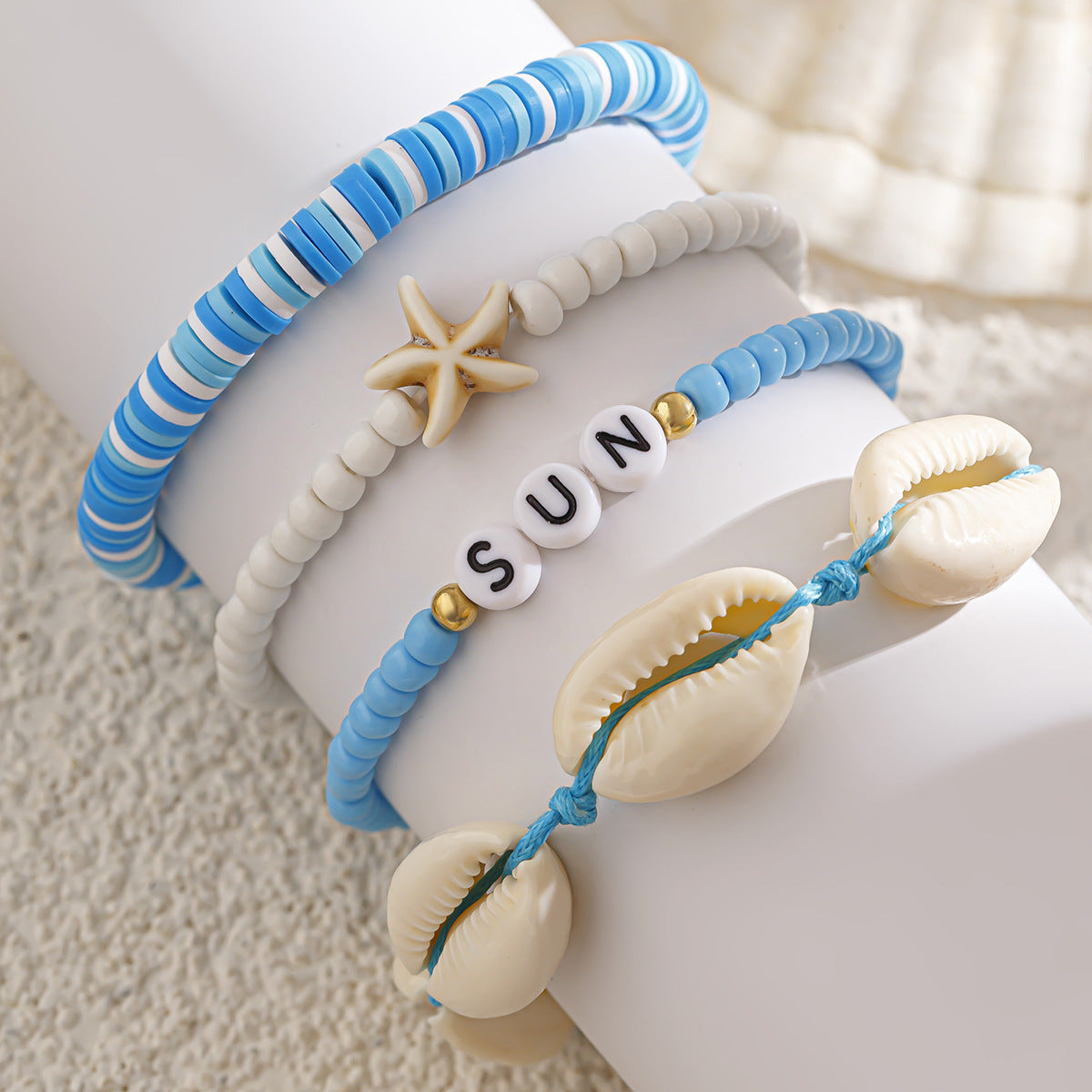 Planderful Vienna Verve Starfish Beaded Bracelet For Women Oceanic Wind Shell Rice Beads Jewelry Set