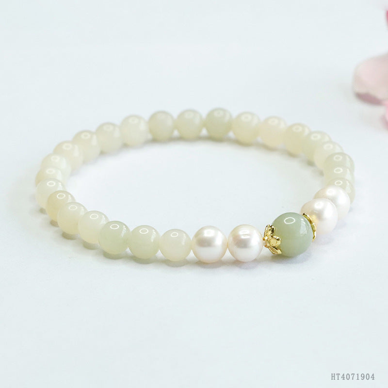 Qingshui Hetian Jade & Freshwater Pearl Bracelet