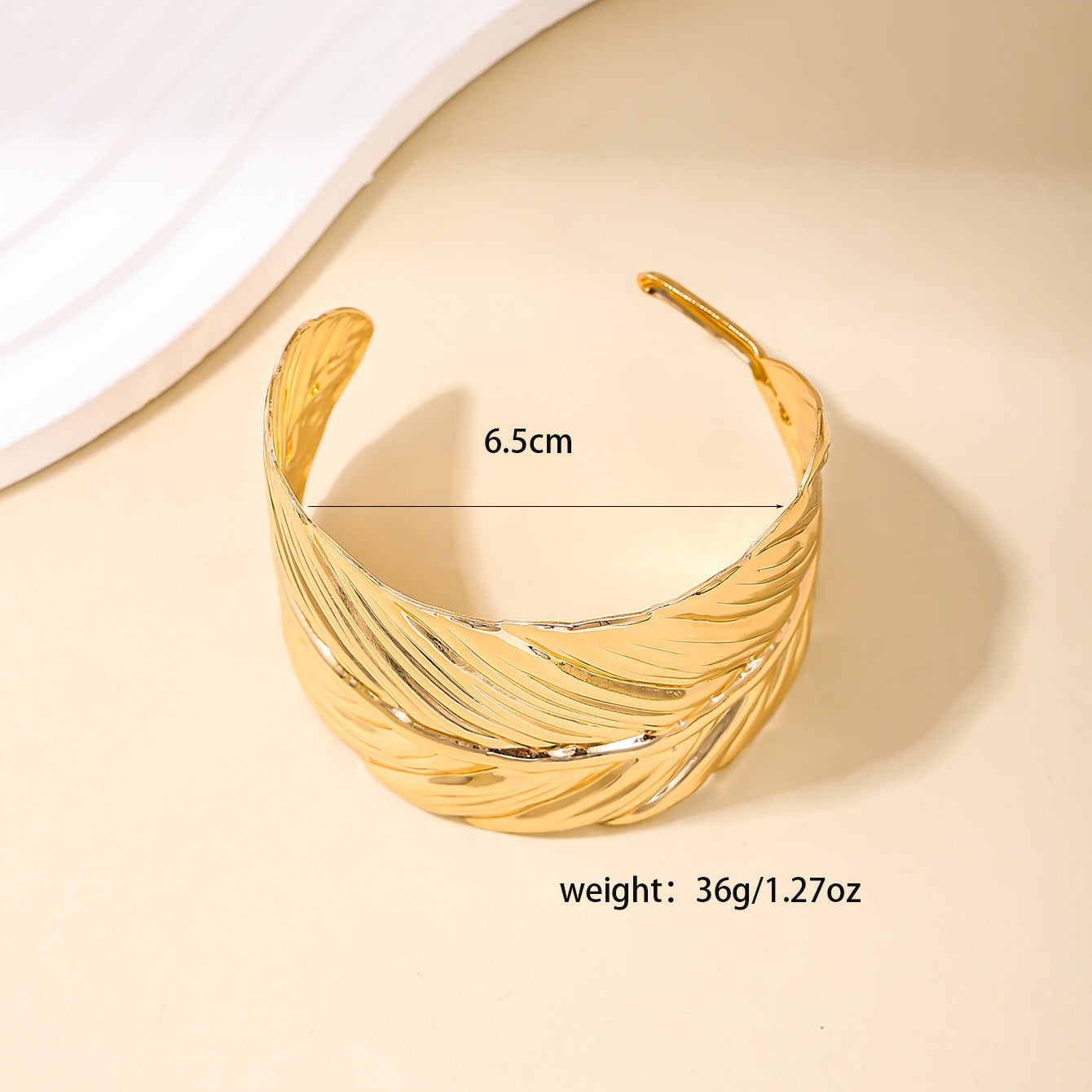 European Chic Leaf Design Metal Bangle - Statement Hand Jewelry for Women