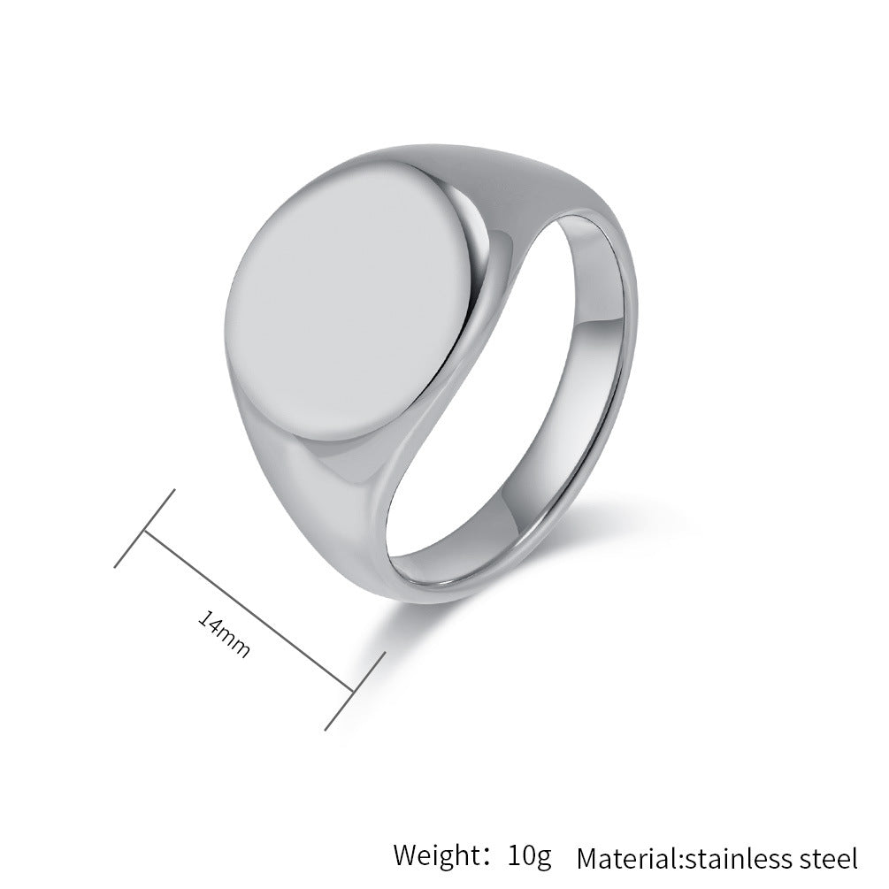 Planderful Titanium Steel Ring Unisex Geometric Round Smooth Surface Luxury Jewelry Everyday Genie
