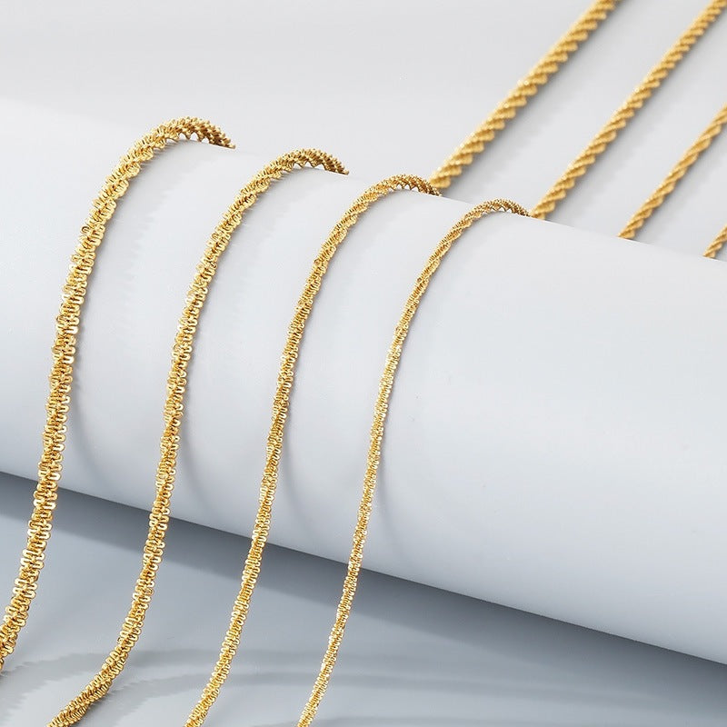 And Stainless Steel Women'S Flash Chain Collarbone Chain, Minimalist Twisted Rope Chain Corn Necklace