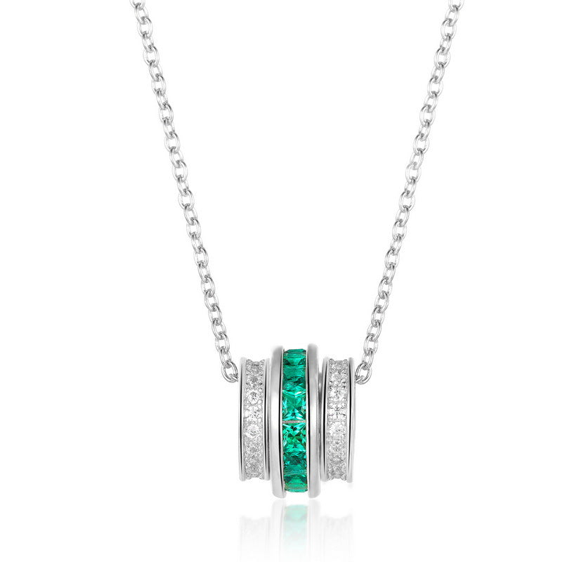 S925 Sterling Silver Lab-Grown Gemstone Pendant Necklace