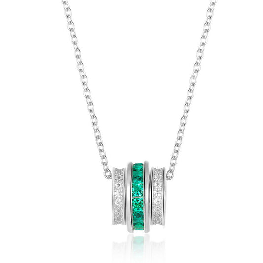 S925 Sterling Silver Lab-Grown Gemstone Pendant Necklace