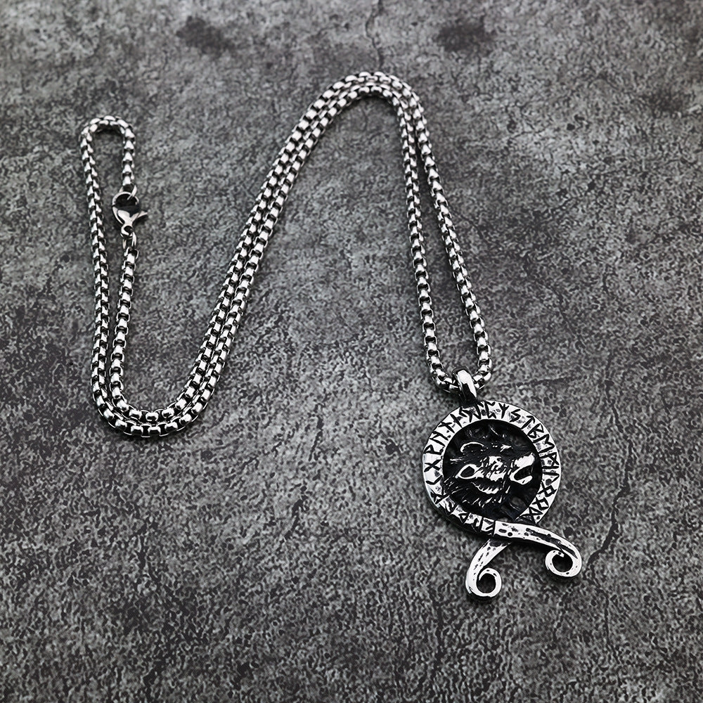 European and American Style Nordic Viking Rune Wolf Head Pendant