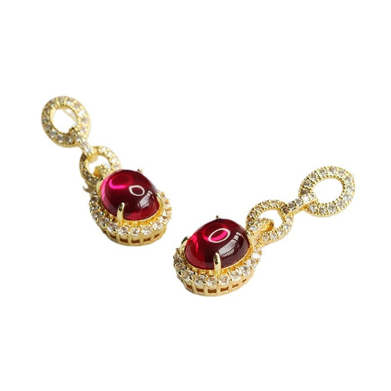 Lab-Grown Ruby Interlocking Stud Earrings