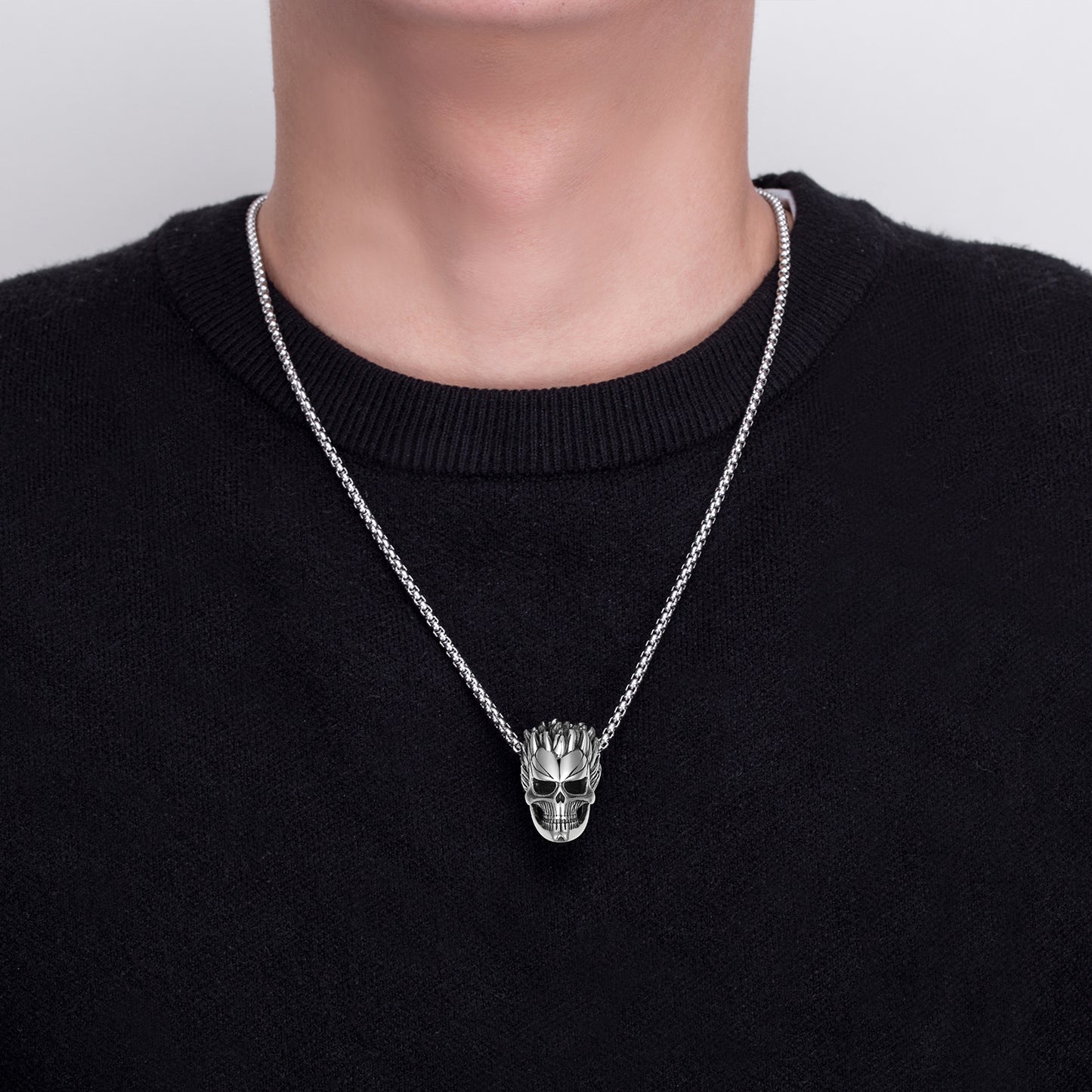 Titanium Steel Necklace - Statement Skull Pendant