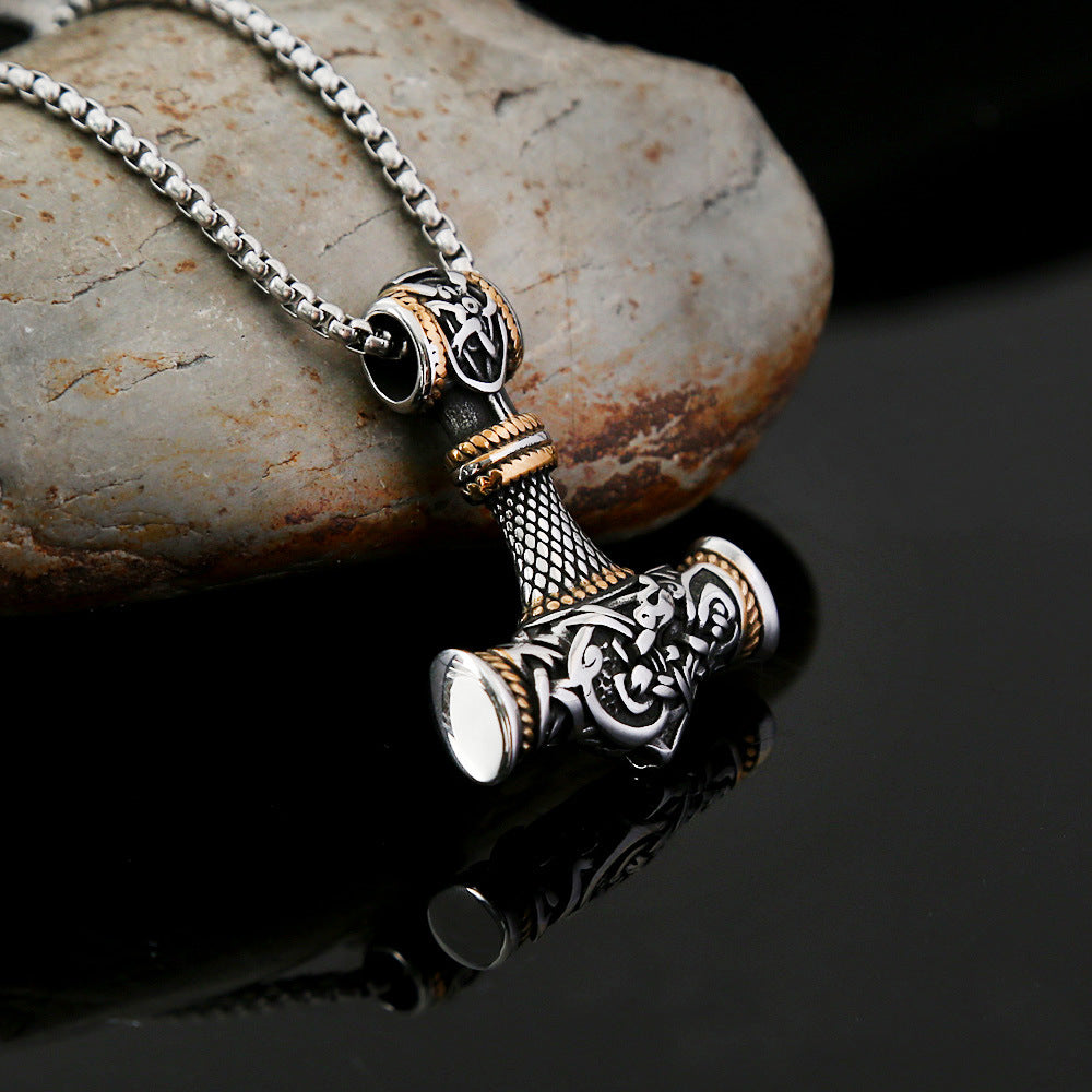 Stainless Steel Men's Thor's Hammer Viking Necklace Jewelry