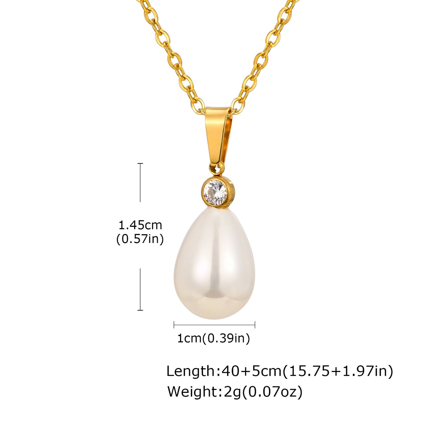 Stainless Steel Flat Cross Chain Pearl Spacer Copper Material Heart Flower Double Necklace