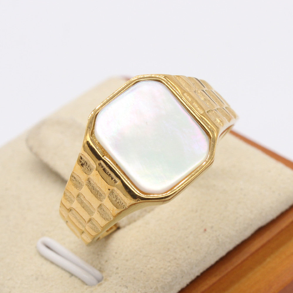 Titanium Steel Ring Unisex Minimalist Square Shell Design For Men And Women Planderful Everyday Genie