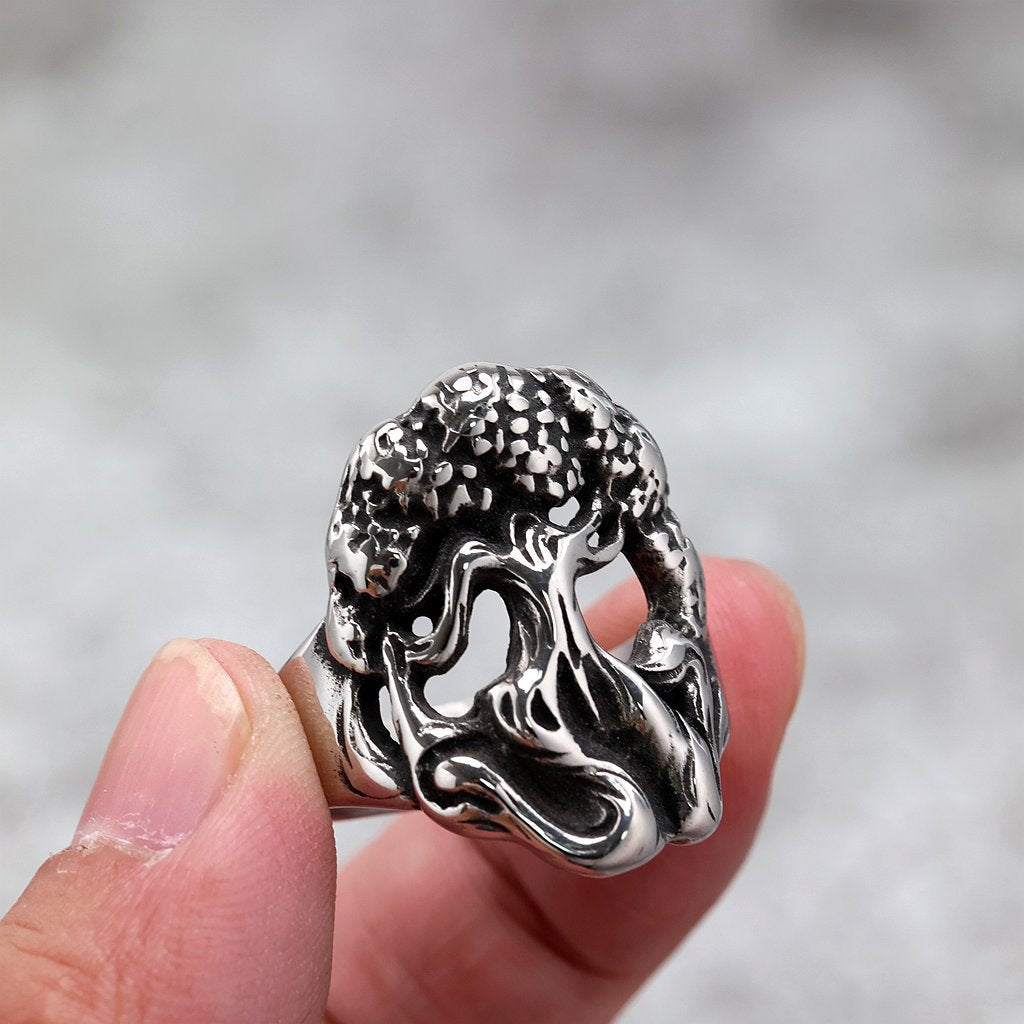 Punk Tree of Life Stainless Steel Men's Ring
