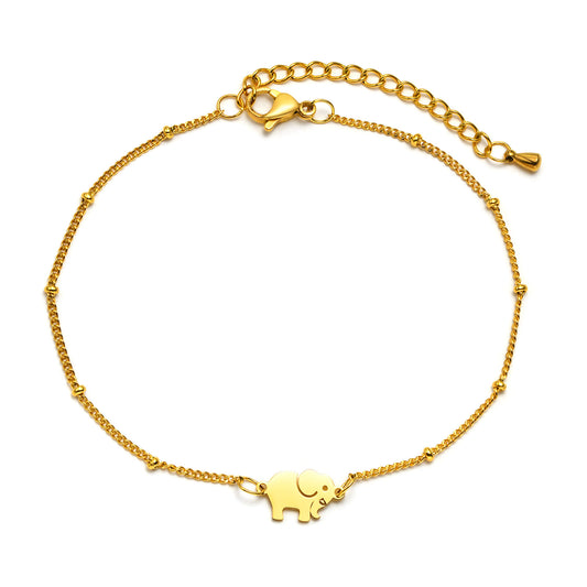Foot – Stainless Steel Elephant Bead Chain Anklet Gold Women – Bracelet