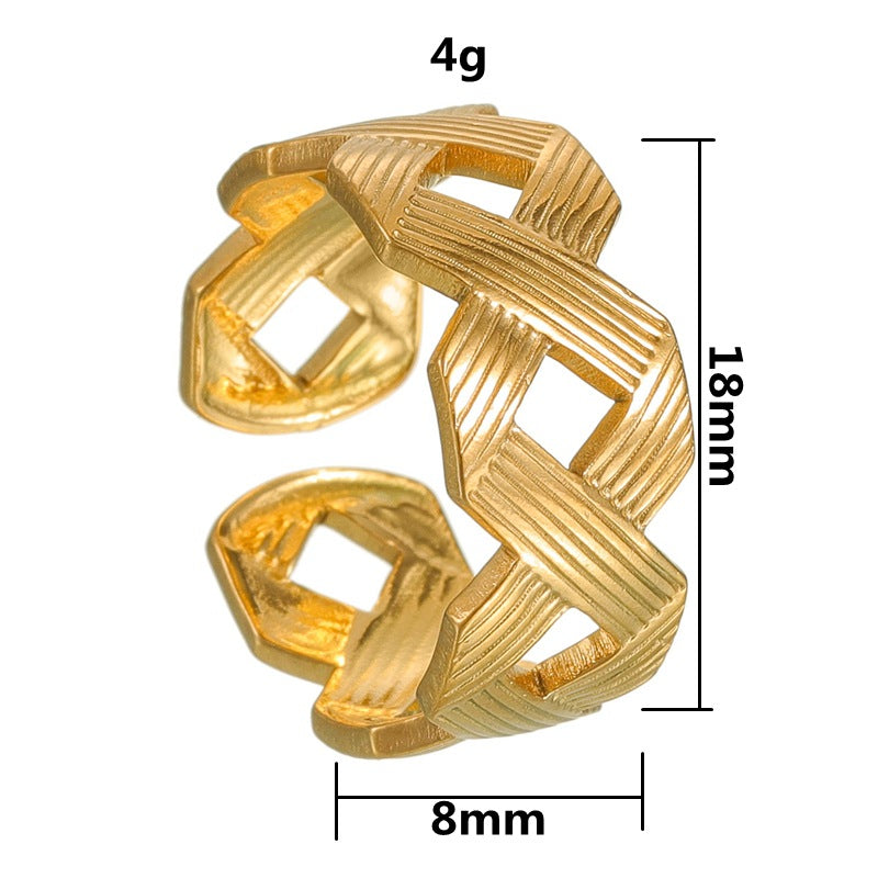 Planderful Stainless Steel Cross Ring With Adjustable Open Design Geometric Line For Women And Men Protection Statement