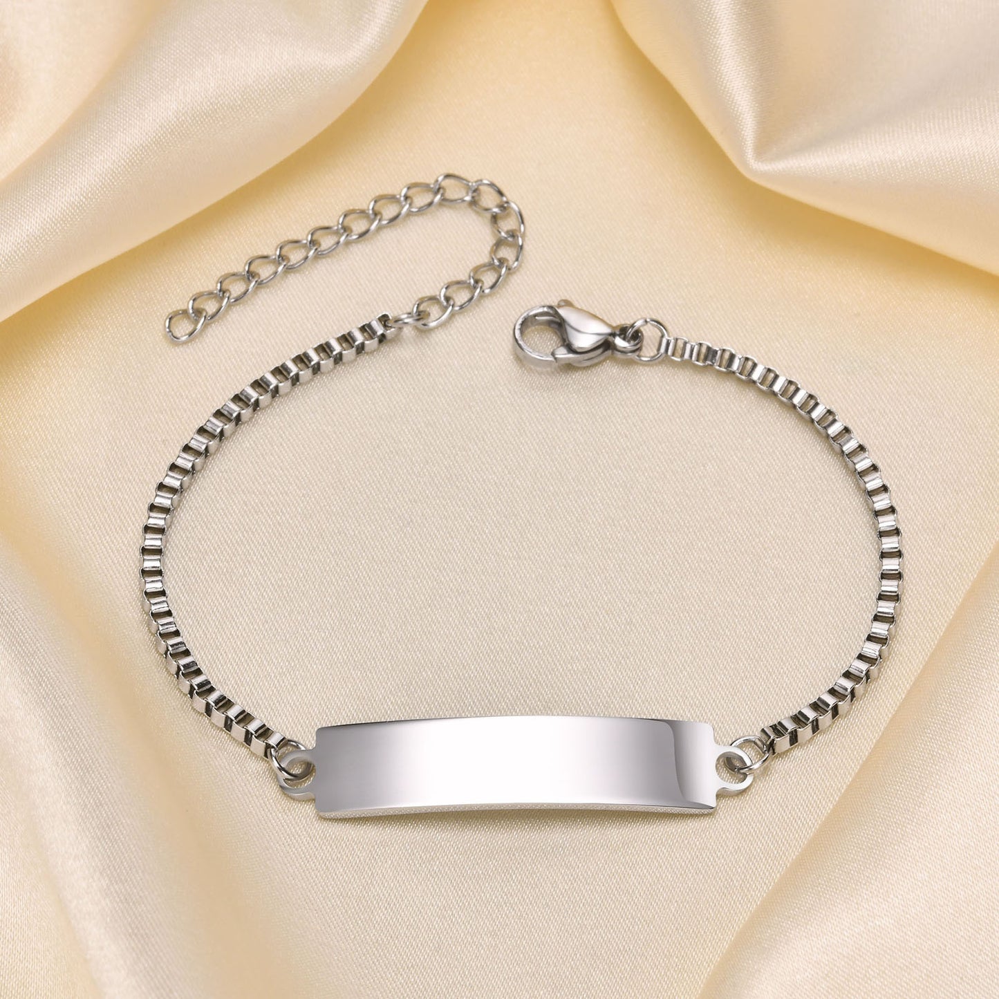Personalized Simple Stainless Steel Curved Box Chain Bracelet