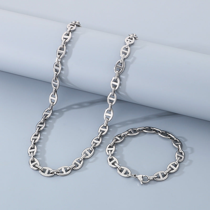 Trendy Pig Nose Chain Necklace For Men Stainless Steel