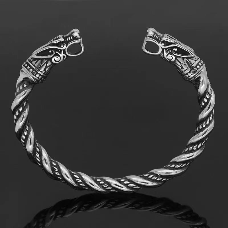 Planderful Men's Stainless Steel Viking Bracelet Open Clasp