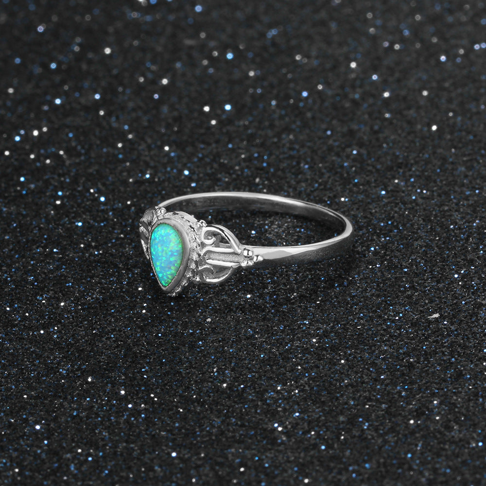 Planderful Jewelry Opal Ring Sterling Silver Zircon Accents For Elegant Everyday Wear Size 6 to 8