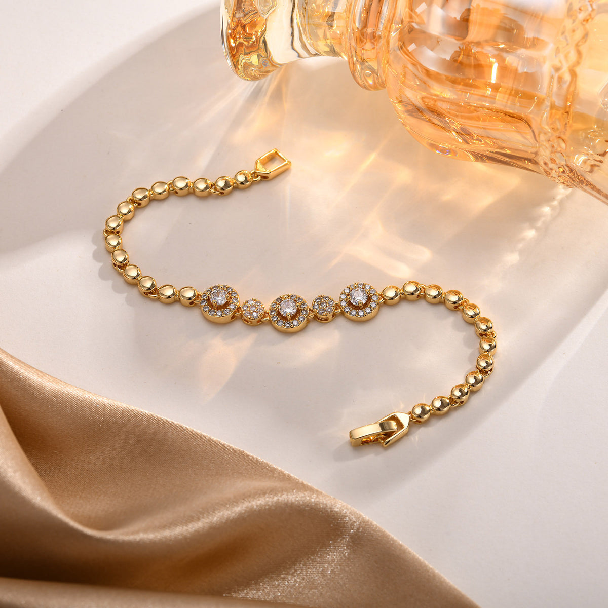 Heart Zircon Cuban Chain Copper Bracelet