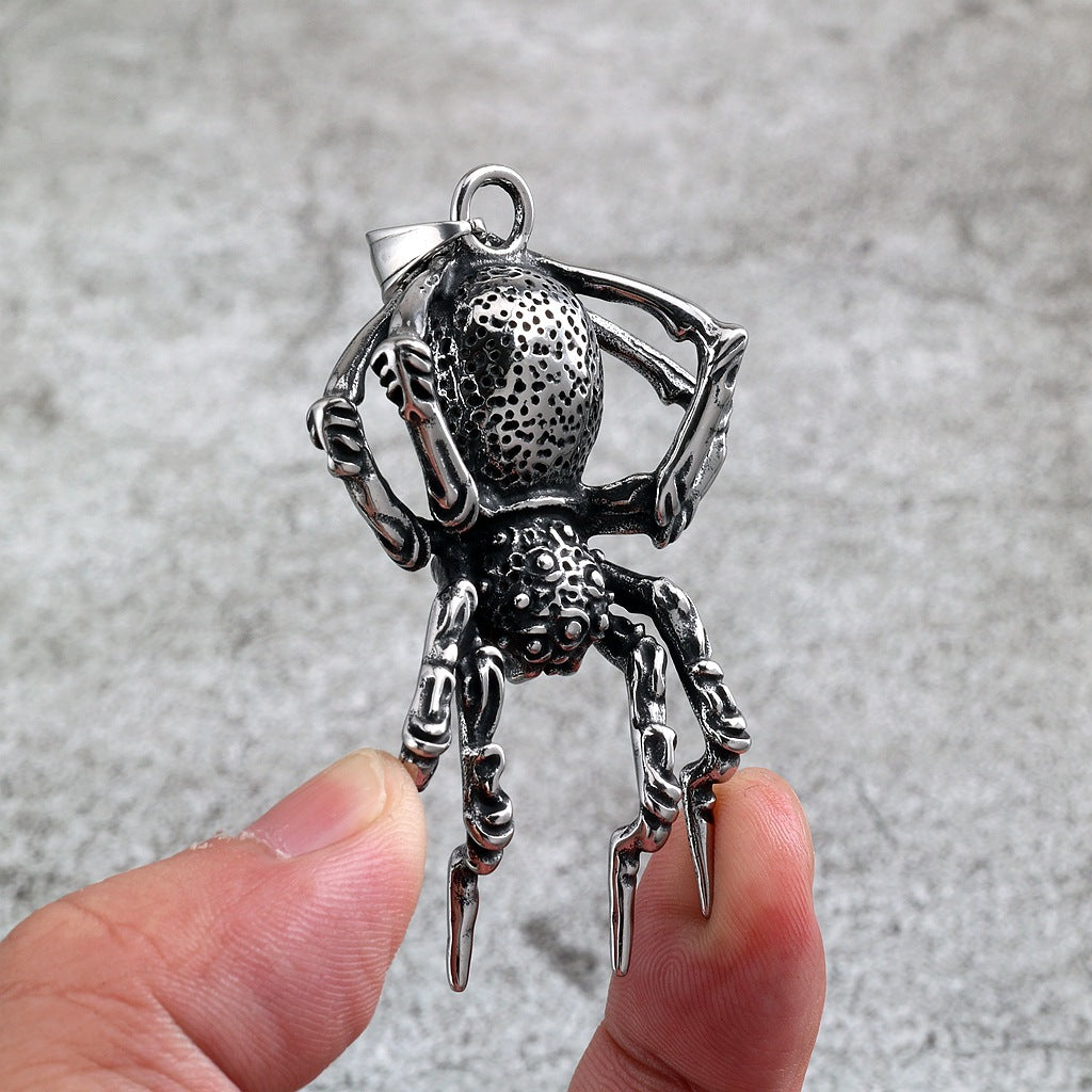 Vintage Spider Stainless Steel Pendant Necklace