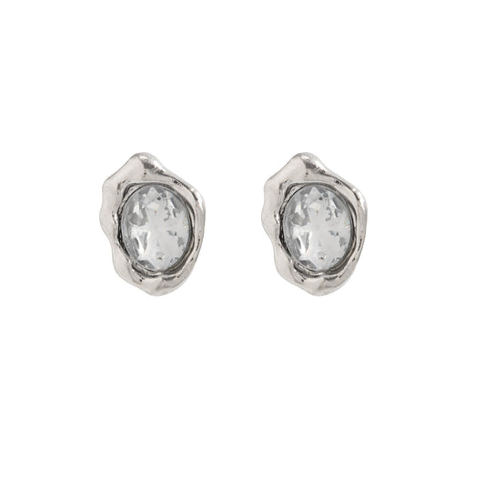Planderful Zircon Stud Earrings Lava Inlaid Texture For Chic Professionals And Everyday Statement Jewelry