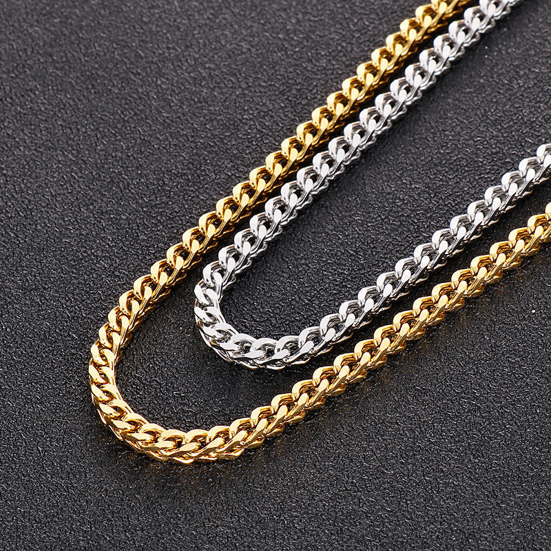 Trend 3mm Positive And Negative Keel Necklace, Hip-Hop Simple Electroplated Magnet Buckle Titanium