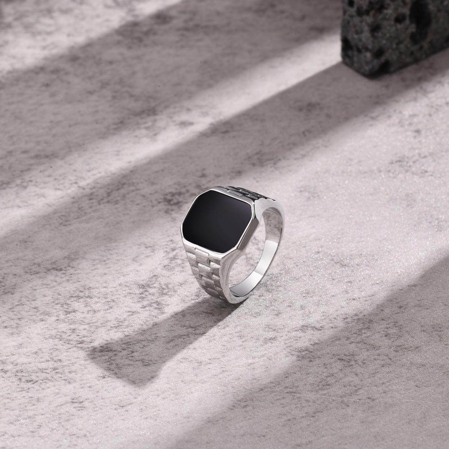 Jewelry Stainless Steel Men's Square Epoxy Ring for Men