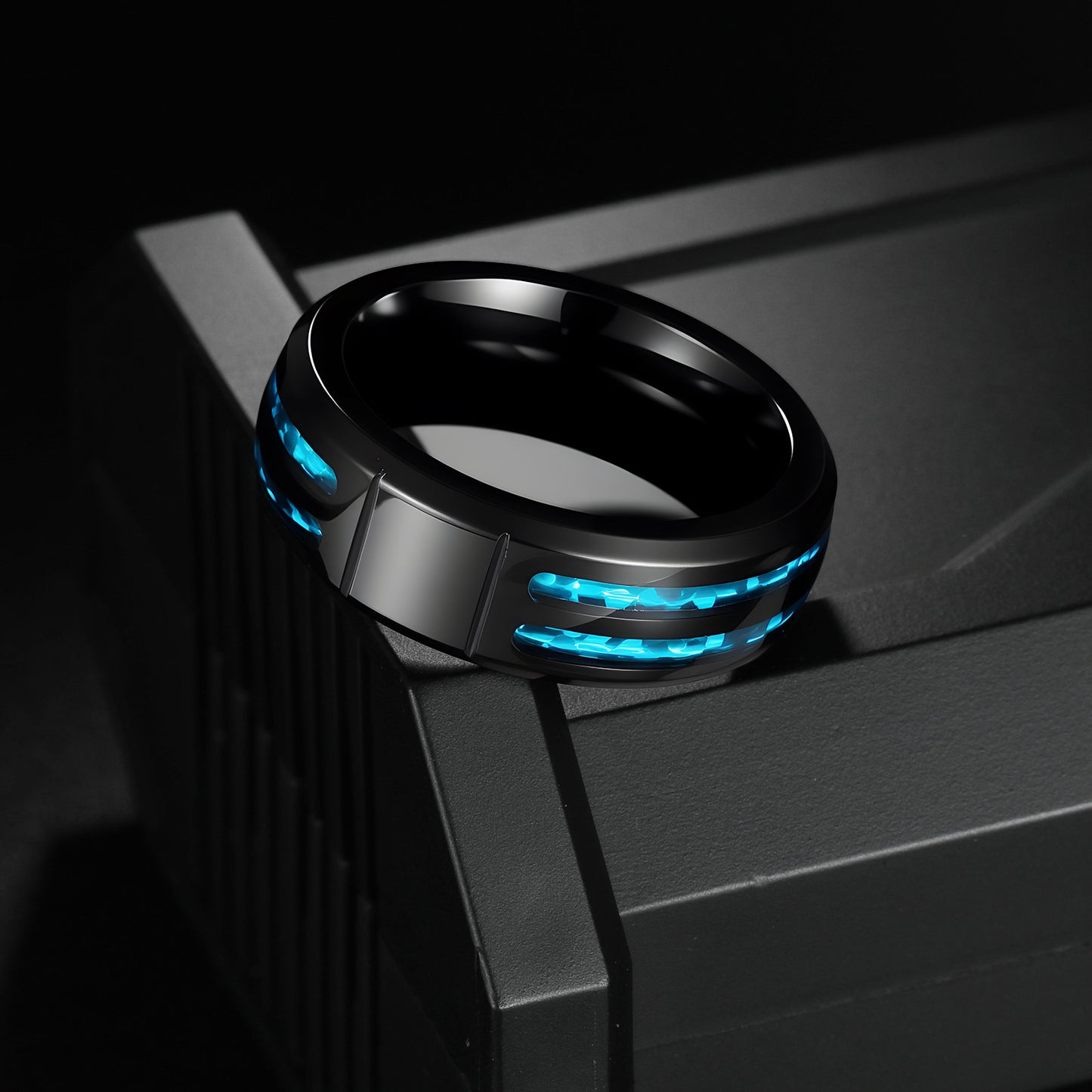 Planderful Masonic Opal Cross Ring For Men And Unisex Inlaid Blue Imitation Opal Shield Steel