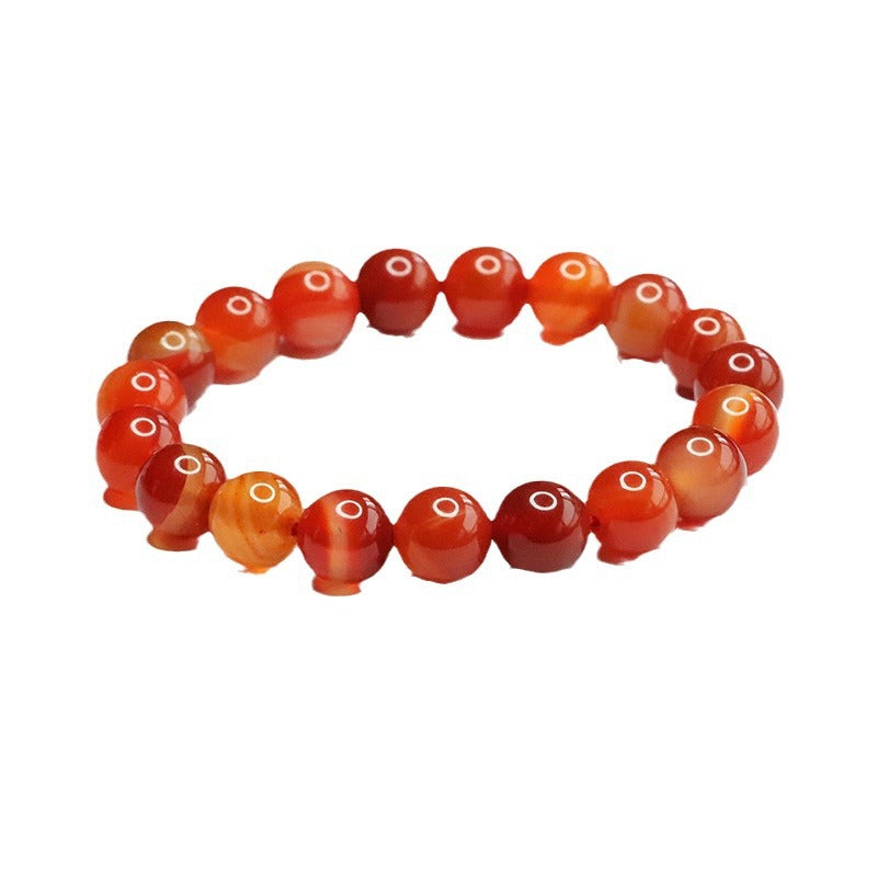 Silk-Wrapped Natural Red Agate Bracelet for Fortune's Favor