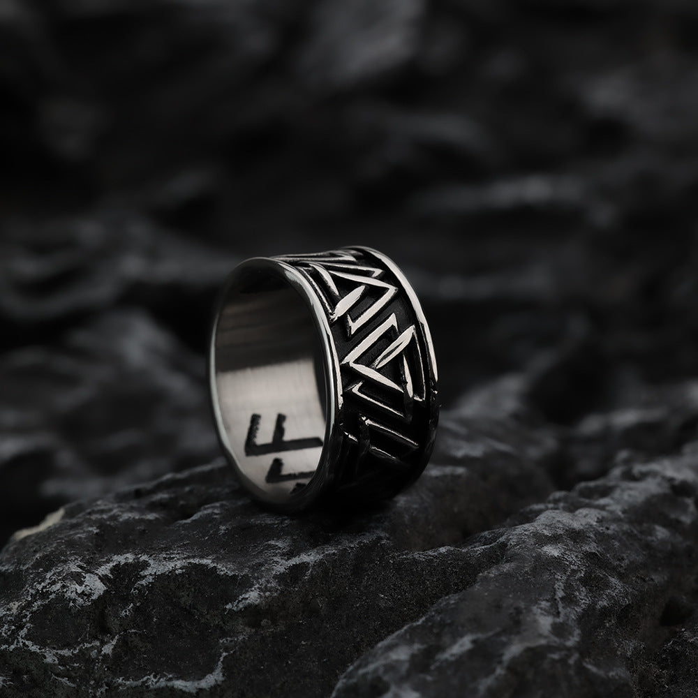 Planderful Viking Rune Ring Stainless Steel Retro Style For Men Everyday Genie Collection