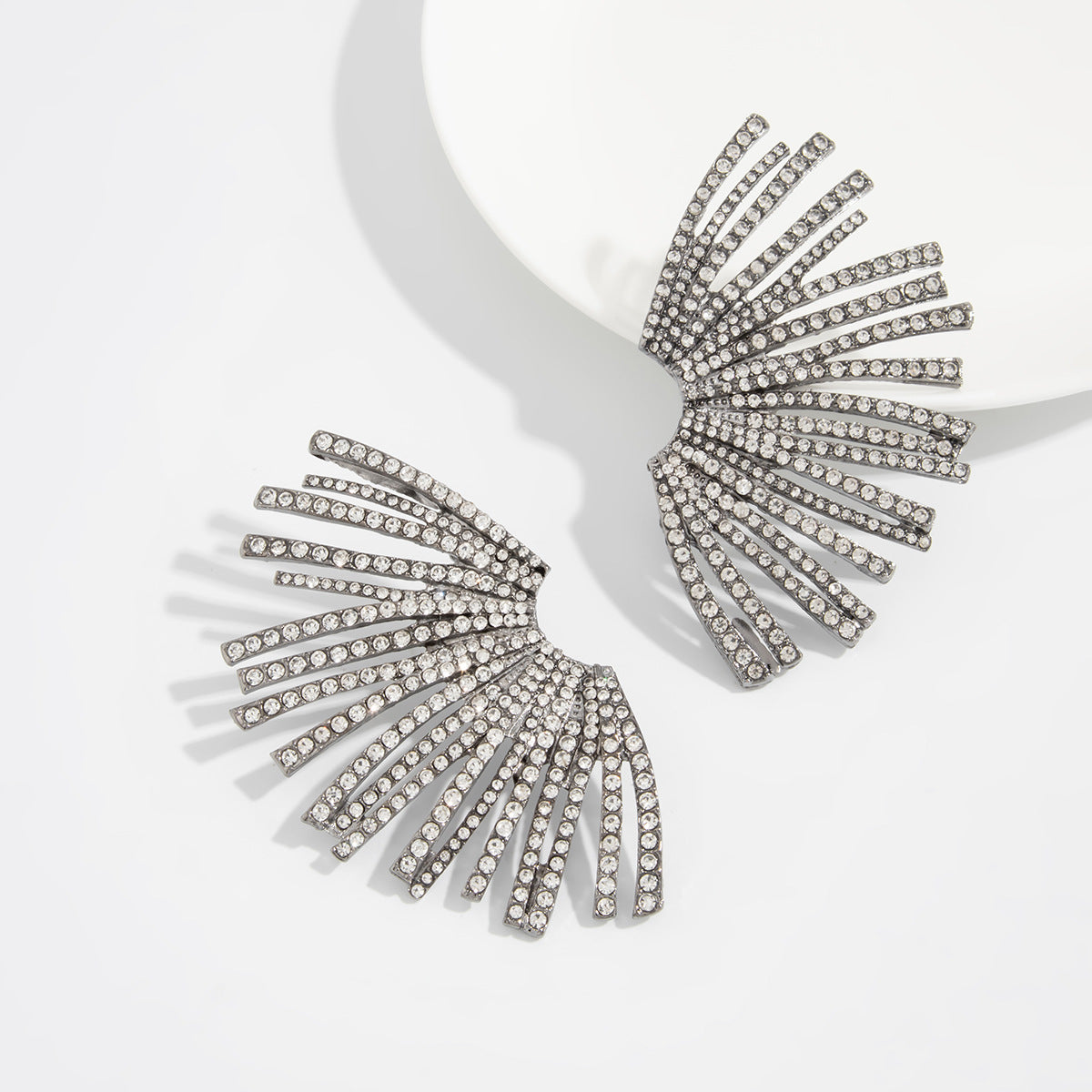 Planderful Vienna Verve Zircon Earrings For Women Fan Shaped Geometric Inlaid Statement