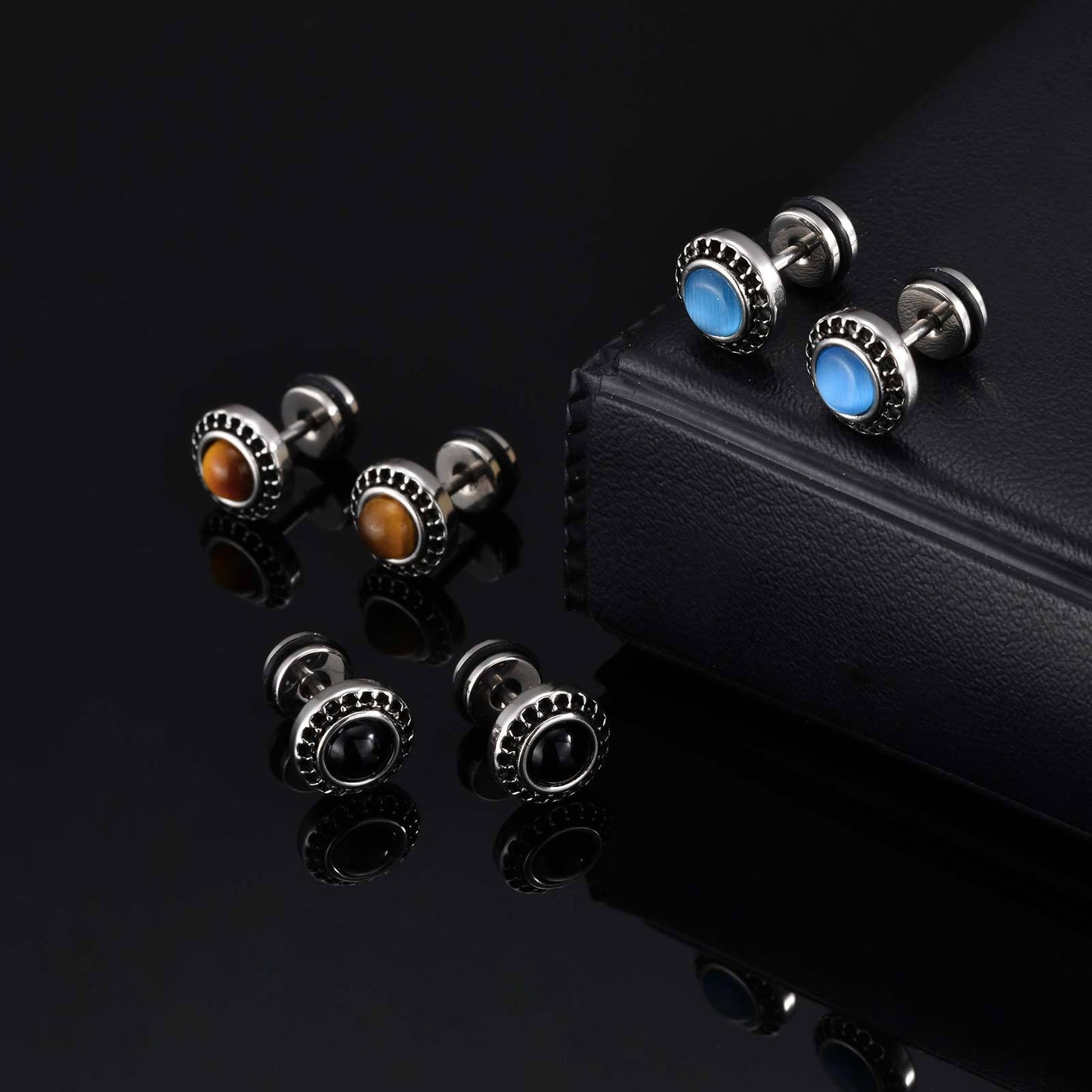 Planderful Retro Rock Stud Earrings For Men Personalized